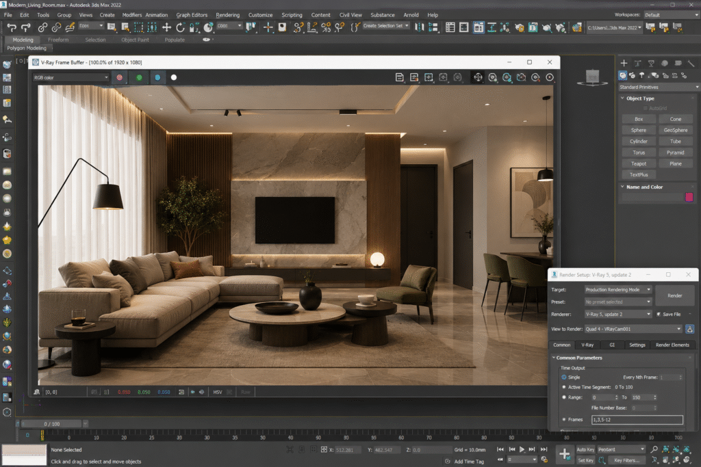 3D interior visualization using 3ds Max and V-Ray