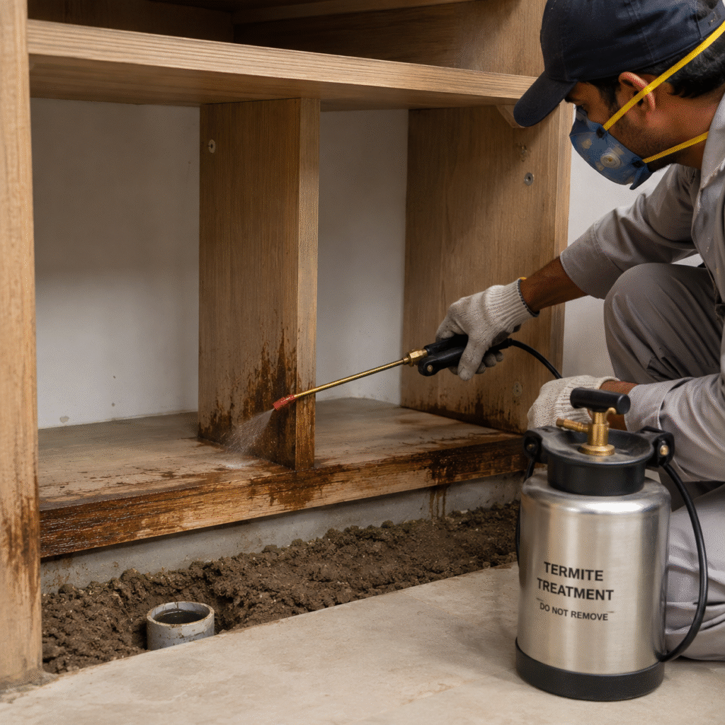Anti-termite treatment for interior woodwork