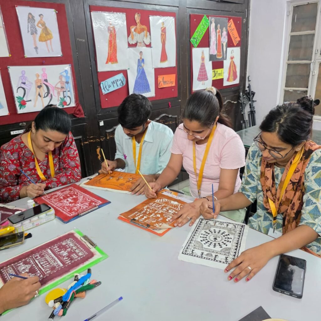 Fashion design student practicing pattern making at LIPS Jaipur